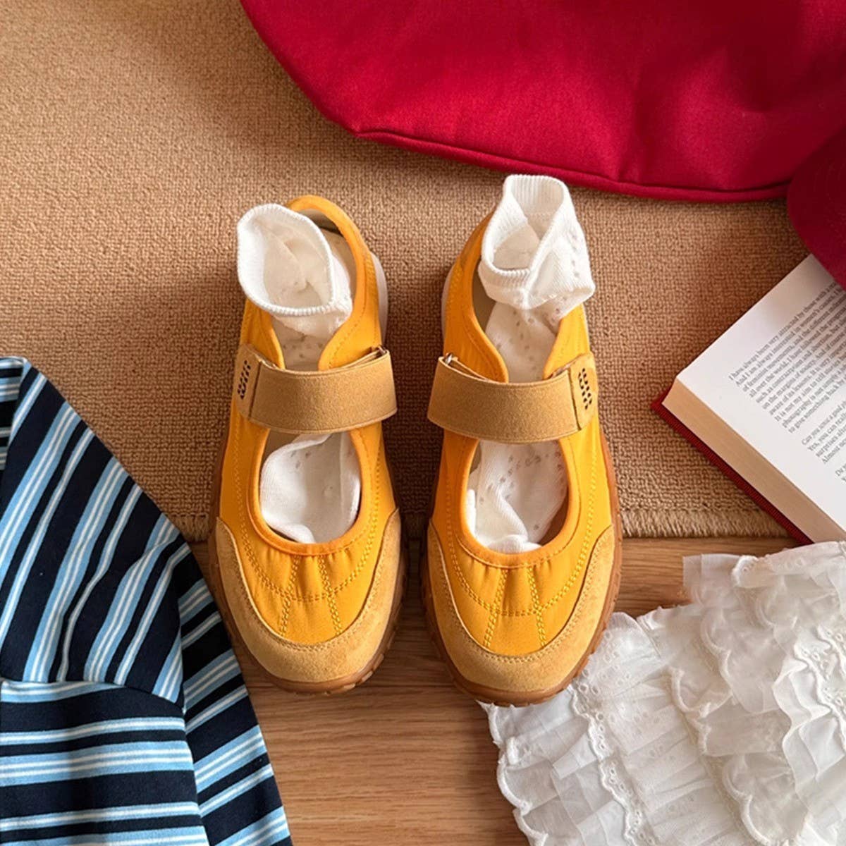 LAMBSKIN MARY JANE SNEAKERS WITH VELCRO_CWSHF0103