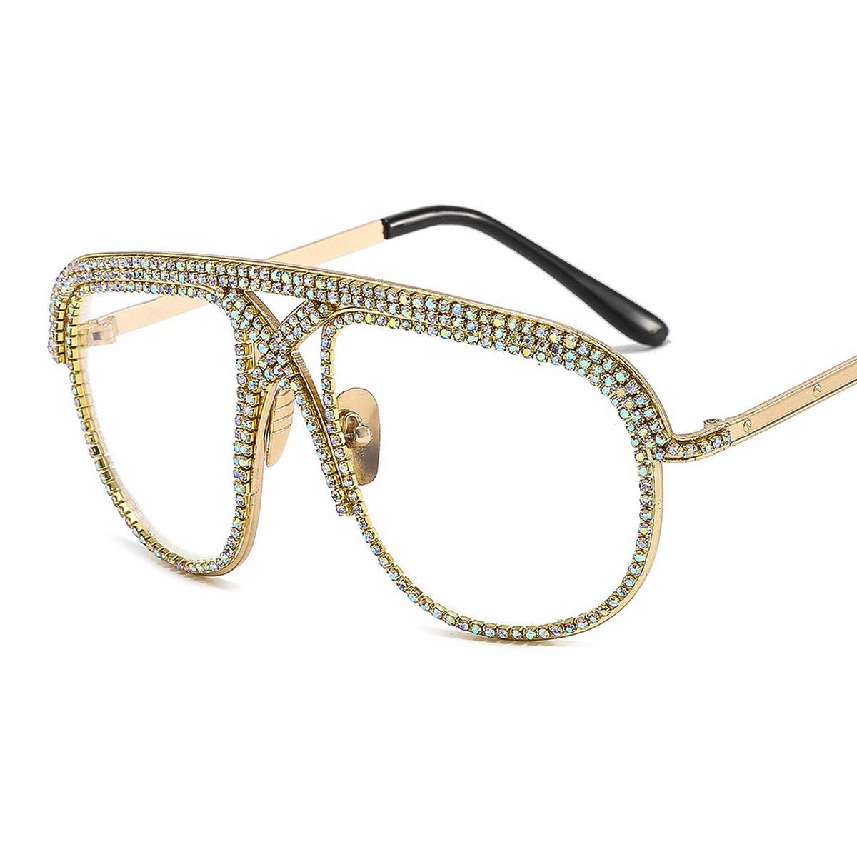 LARGEFRAME COLORFUL DIAMOND STUDDED TOADSUNGLASSES_CWASG0876