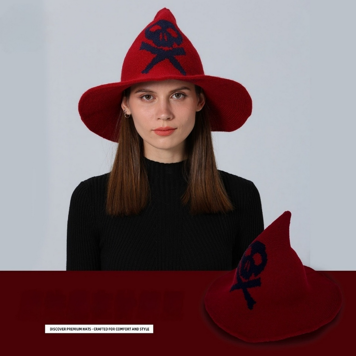 SKULL PRINT WIZARD HAT HALLOWEEN ACCESSORY_CWAH3991