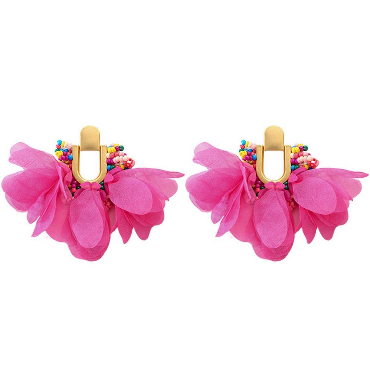 U-Shaped Beaded Tassel Earrings Dopamine Style_Cwmm6167