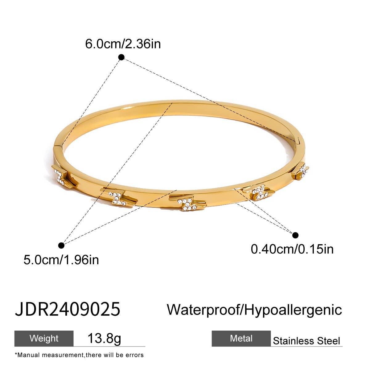 LUXURY ZIRCON CLASP BRACELET IN STAINLESS STEEL_CWAJE4656