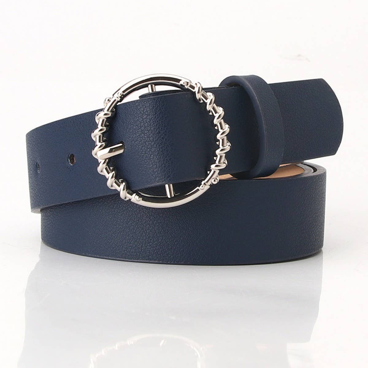 CLASSIC SIMPLE BELT WITH ALLOY ROUND BUCKLE_CWABE0402