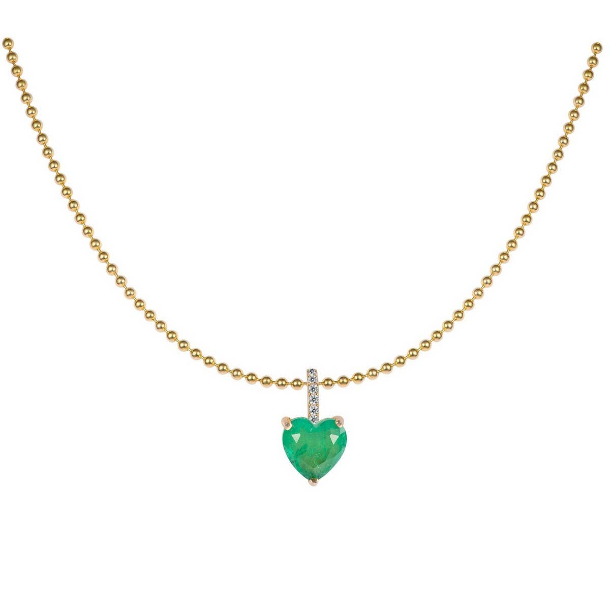 FASHIONABLE EMERALD ZIRCONIA BEAD NECKLACE_CWMM5299