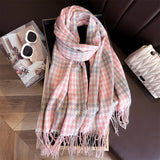 Ven Plaid Fringe Shawl Wrap For Fall Winter_Cwasc2752