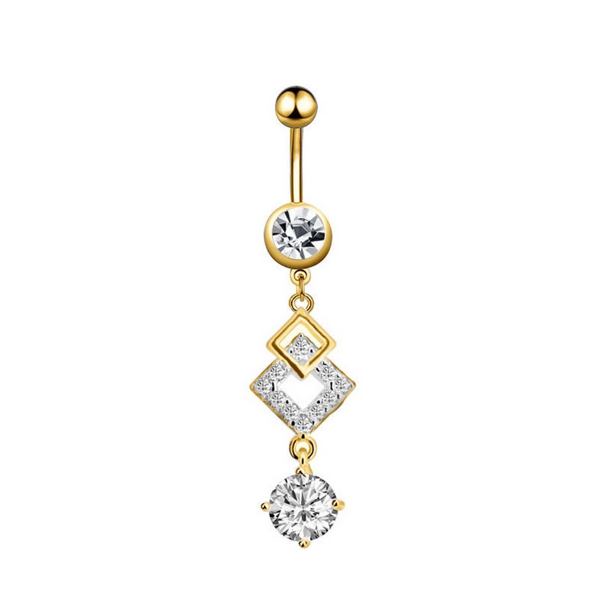RHOMBUS CZ BELLY BUTTON RING PIERCING JEWELRY_CWMM9374