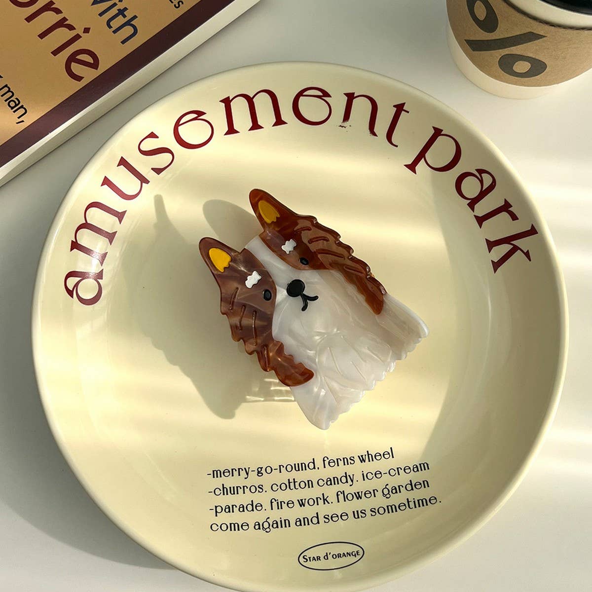 CUTE DOG ACETATE HAIR CLAW CARTOON COLLIE CLIP_CWAHA5751