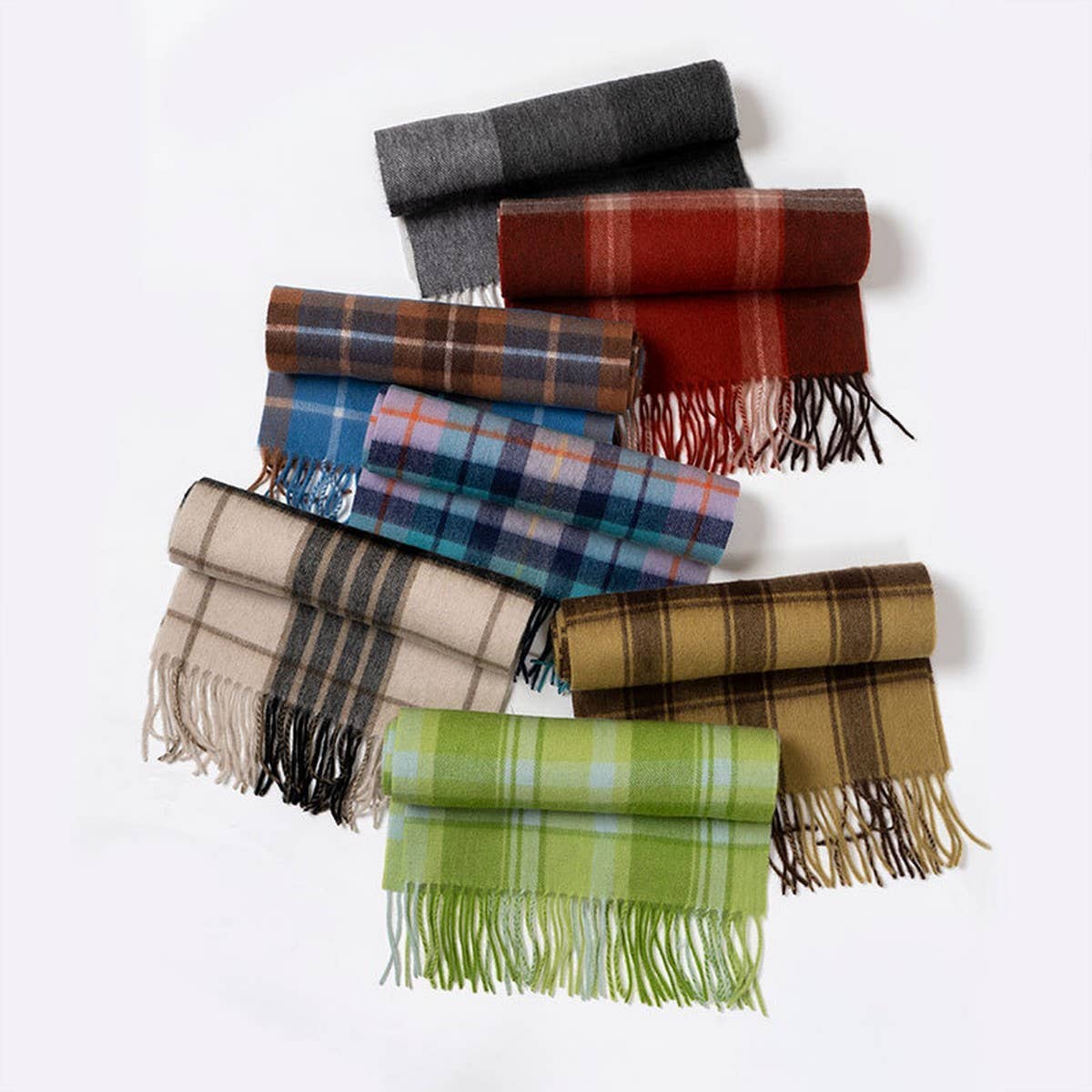 100% WOOL PLAID SCARF UNISEX WARM WINTER WRAP_CWASC2346