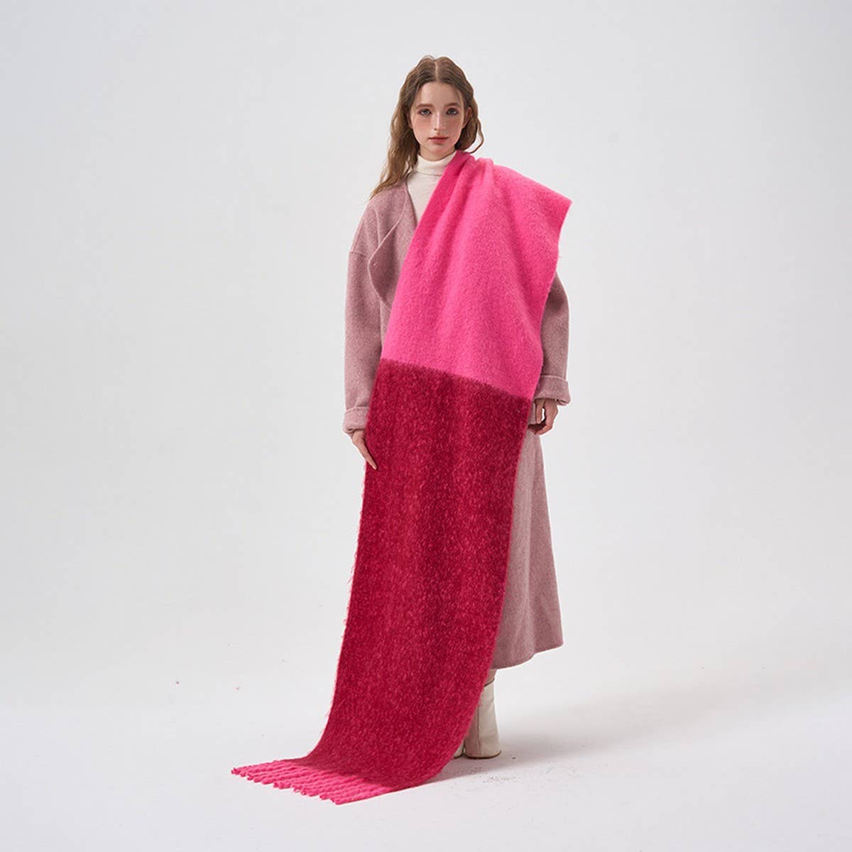 COLORBLOCK FAUX CASHMERE LONG SCARF FOR WINTER_CWASC2293
