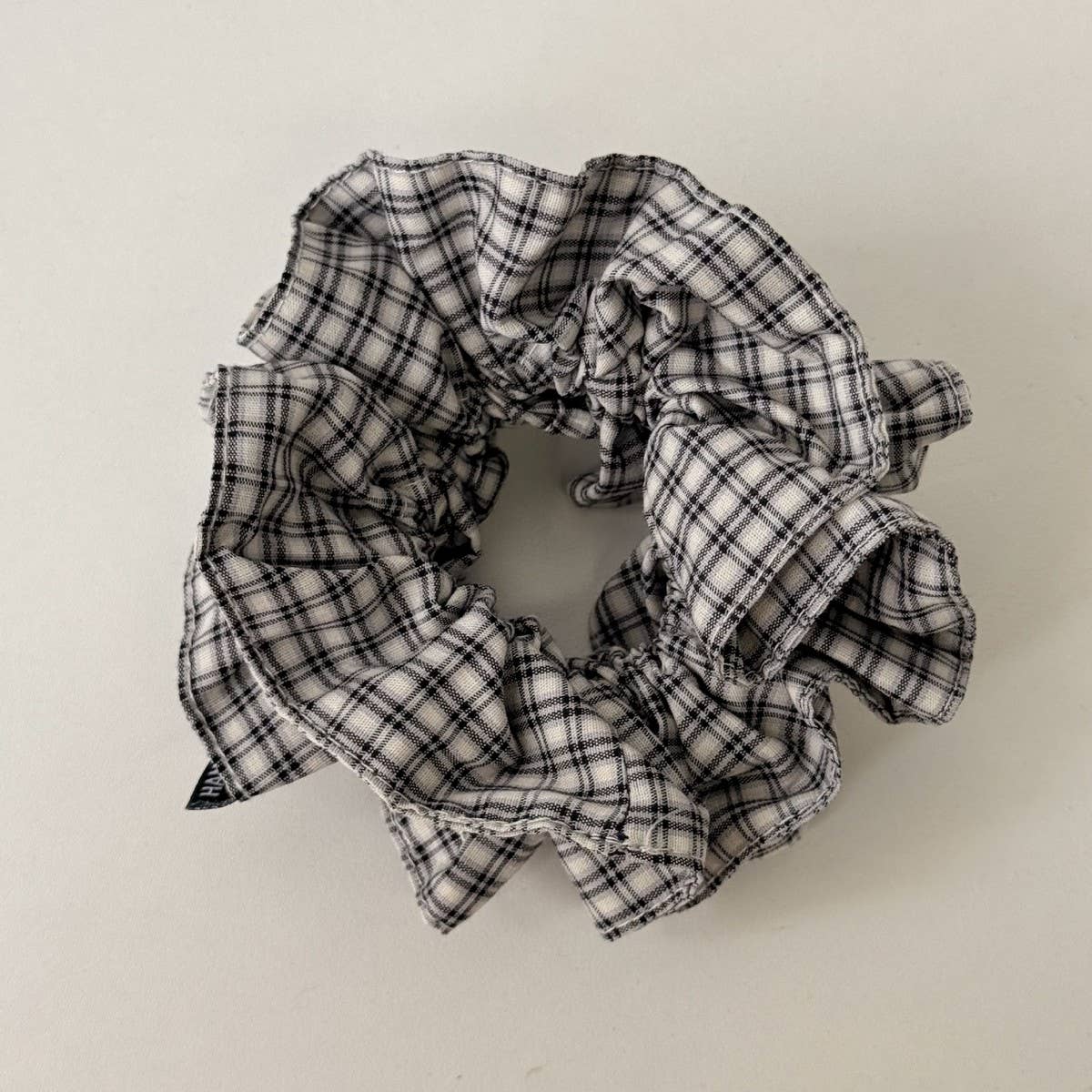 Double Plaid Scrunchie Retro Low Pony Hair Tie_Cwaha07982