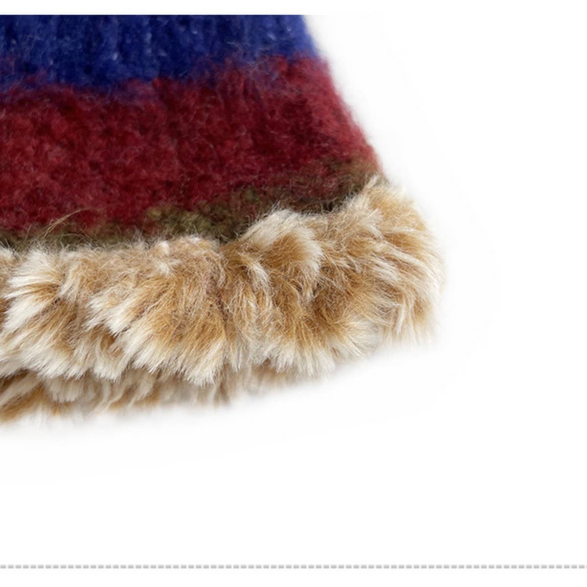 Womens Striped Colorblock Knitted Hat_Cwah2060