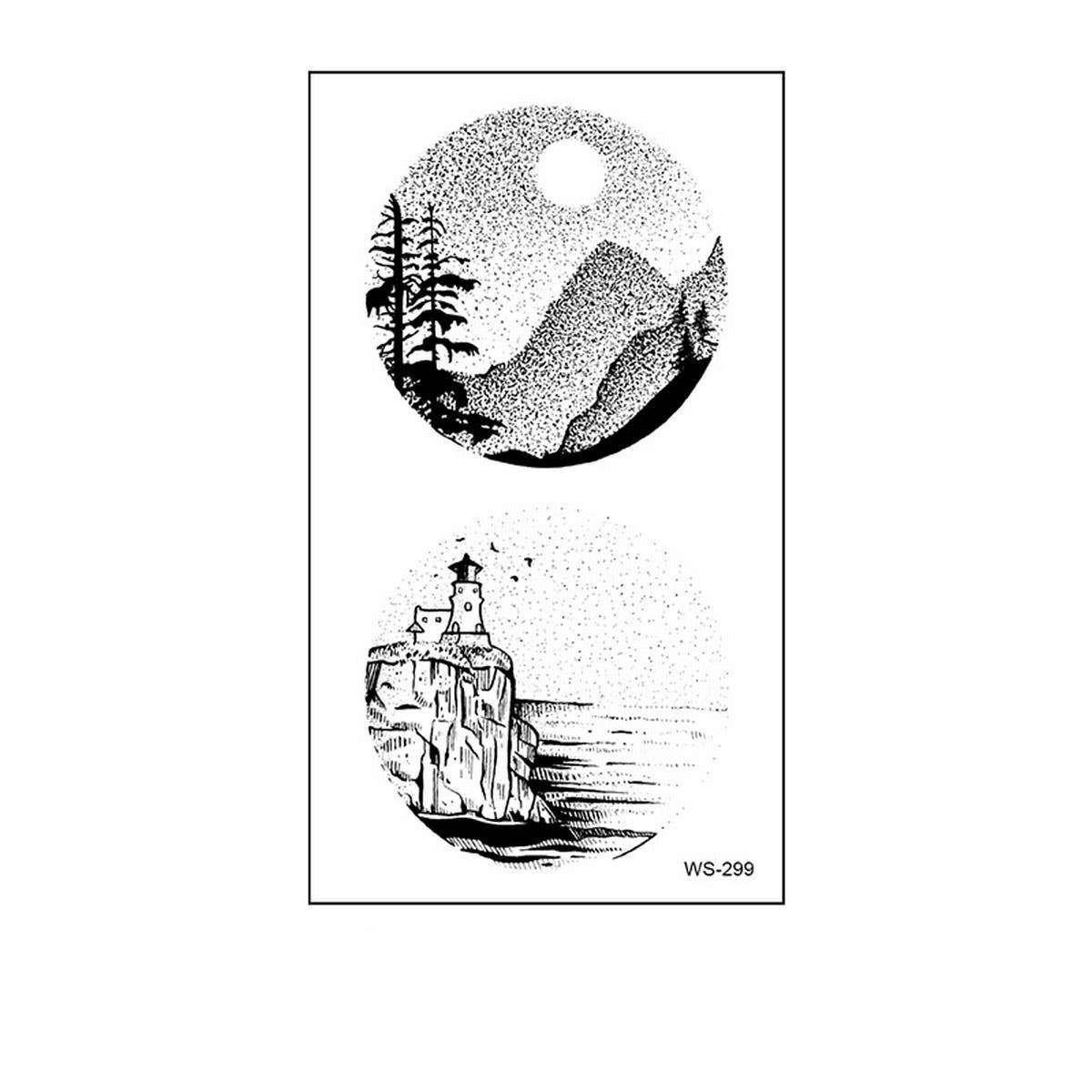 MINIMALIST NATURE TATTOO STICKERS WHALE FOREST_CWMM8365