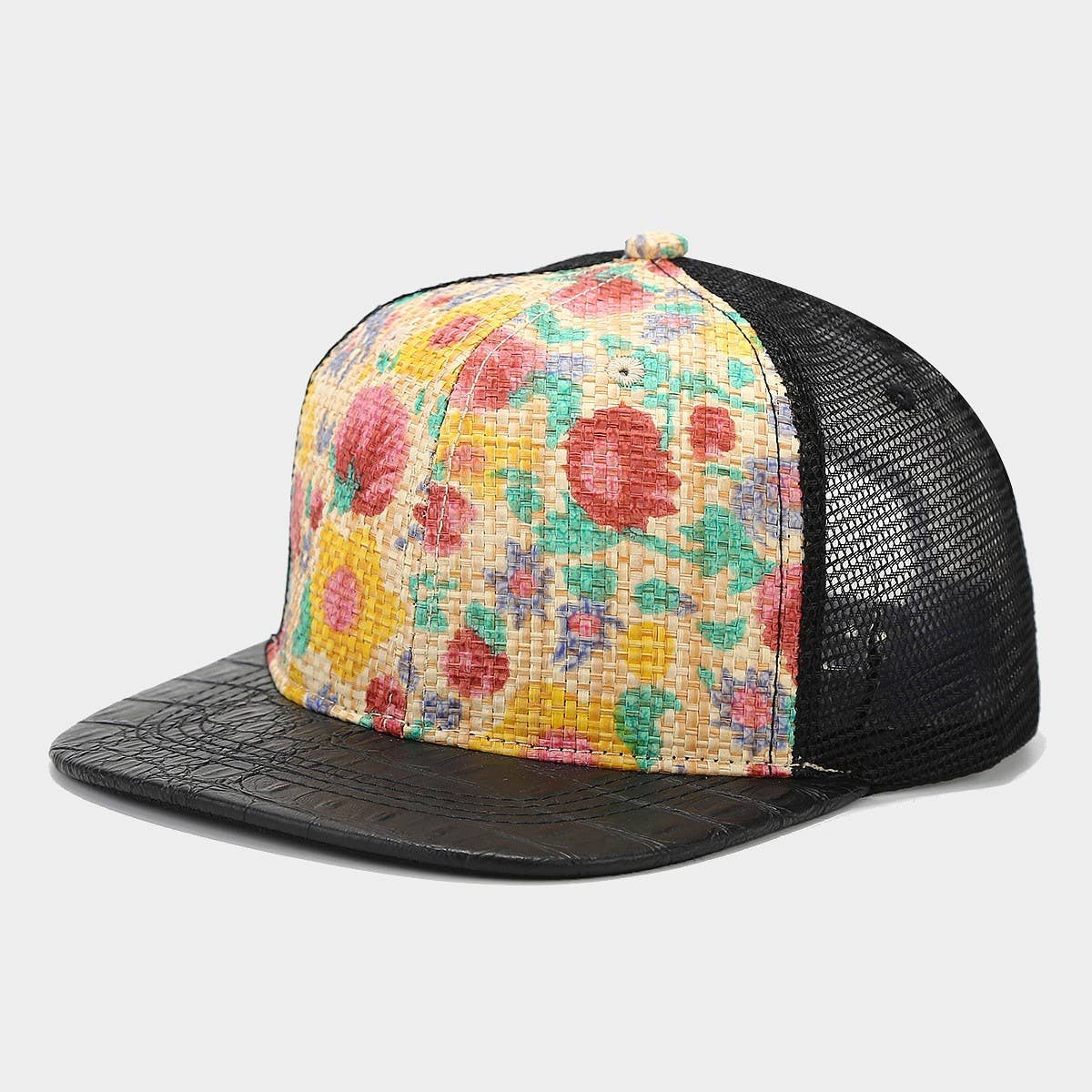 PRINTED STRAW MESH BASEBALL CAP SUMMER UNISEX_CWAH1628