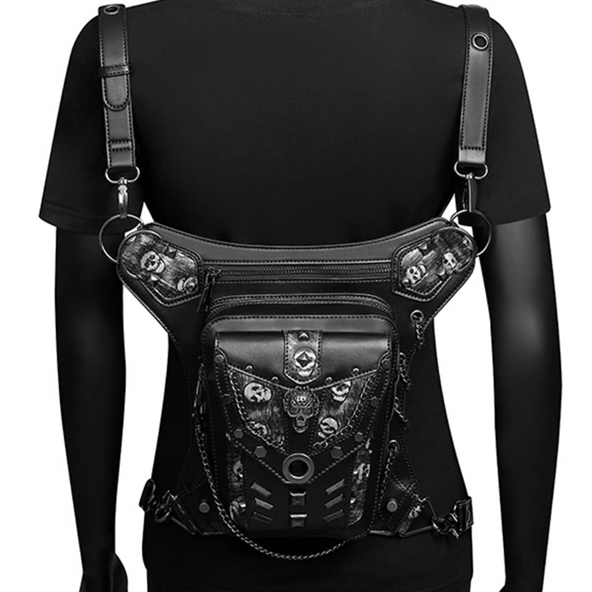 RETRO SKULL STEAMPUNK LEG BAG WALLET_CWAB0647