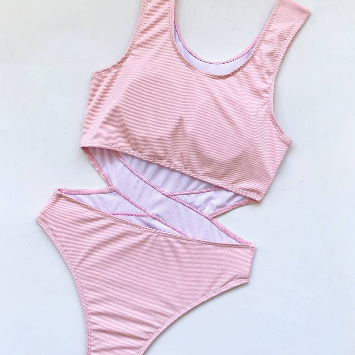 Women Solid Color Slim One-Piece Swimsuit_Cwmw0287