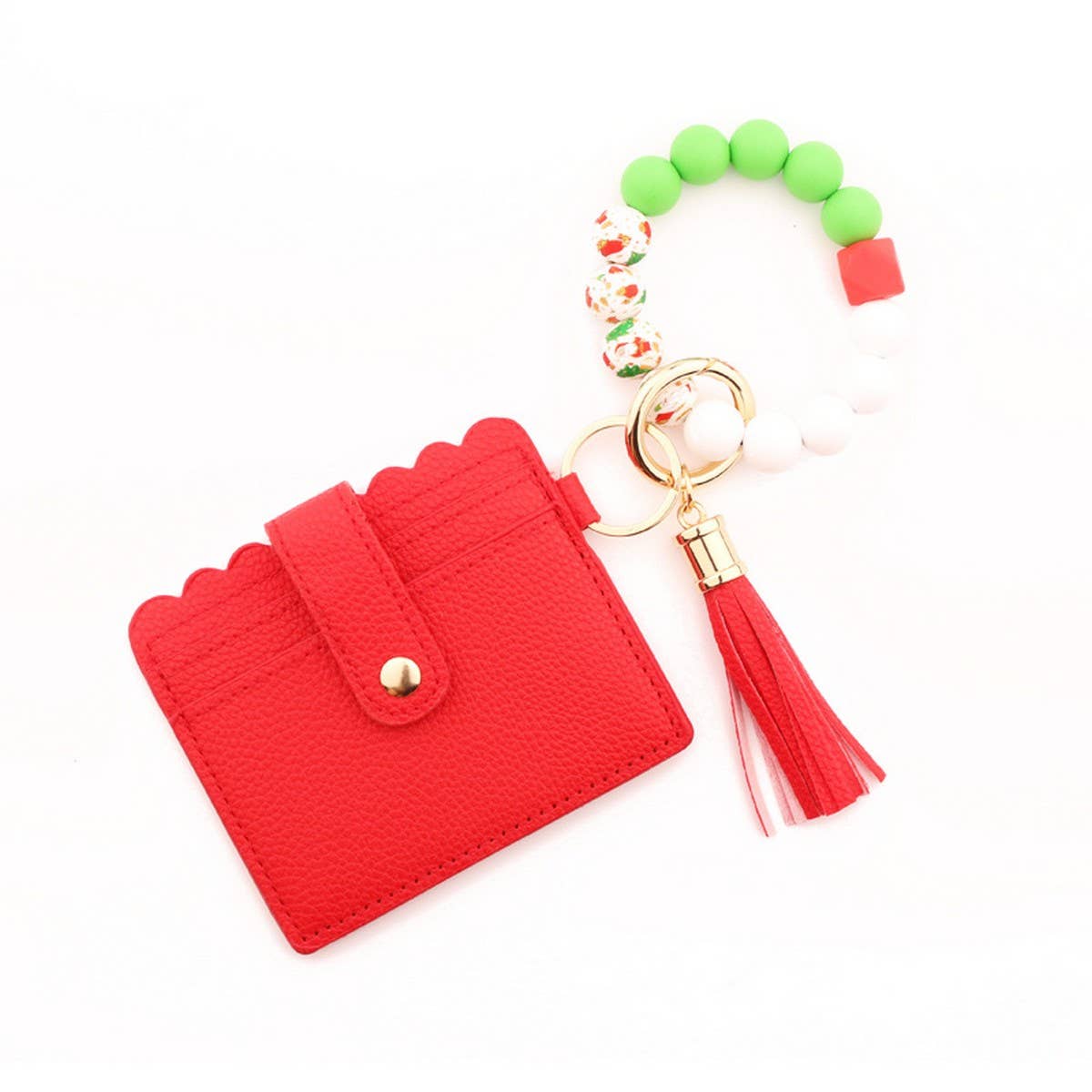 SILICONE BEAD CARD WALLET WITH XMAS TREE CHARM_CWAB5000