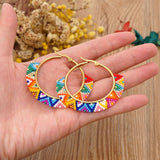 BEADED RICE BEADS HAND WOVEN COLORFUL EARRINGS_CWMM3873