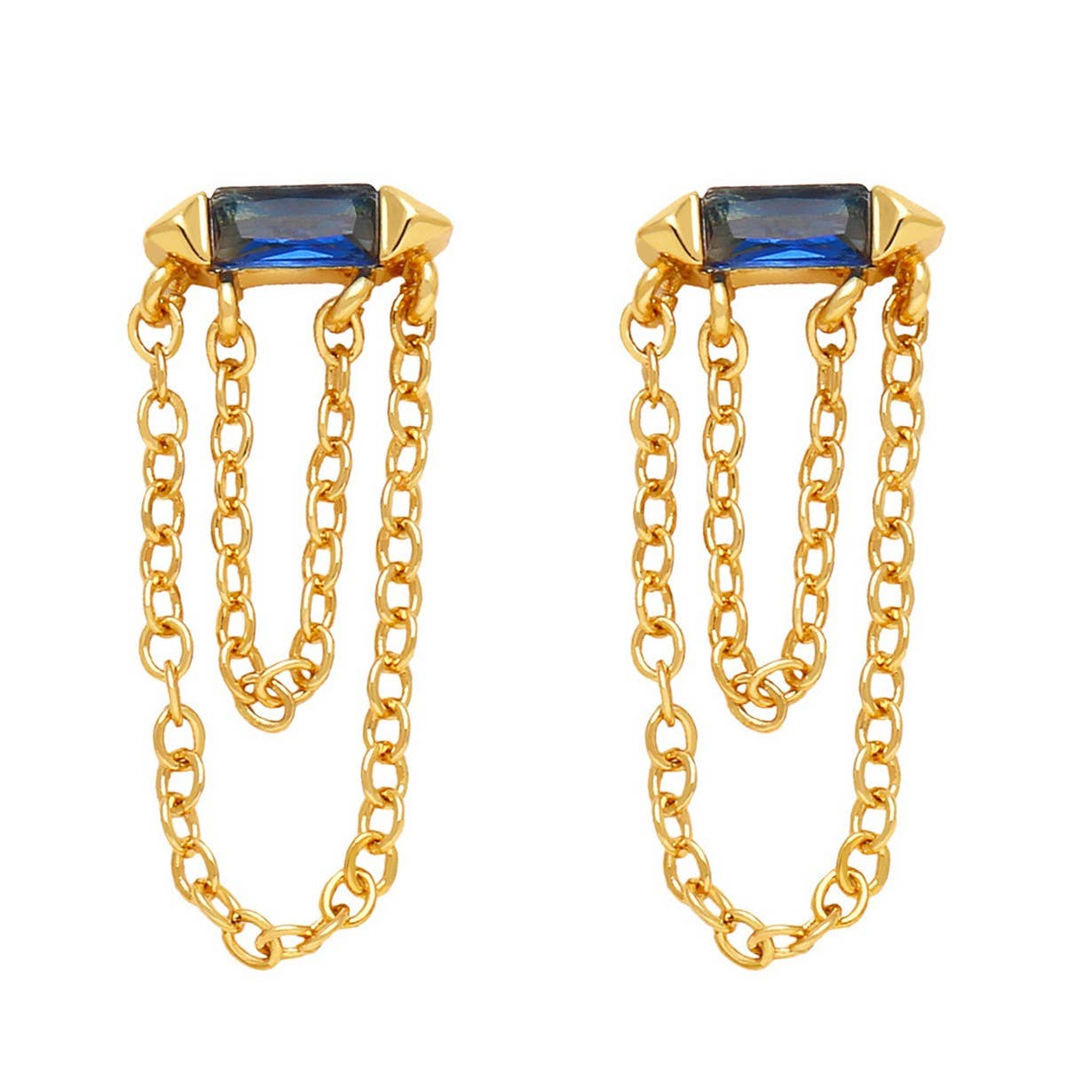 COLORED ZIRCON CHAIN TASSEL EARRINGS_CWAJE1020