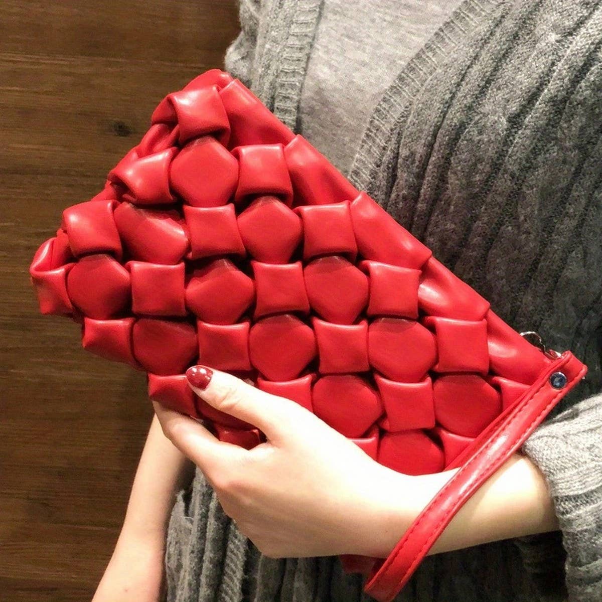 Women'S Woven Vintage Soft Leather Clutch_Cwab2610