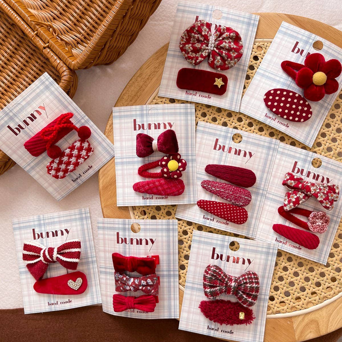 Red Bow Hair Clip Set Kids Simple Style_Cwaha08382