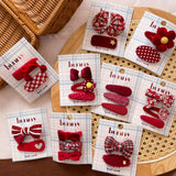 Red Bow Hair Clip Set Kids Simple Style_Cwaha08382