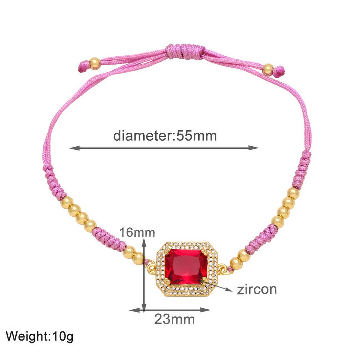 BOHEMIAN COLORED ZIRCON GEOMETRIC SQUARE BRACELET_CWAJE1041