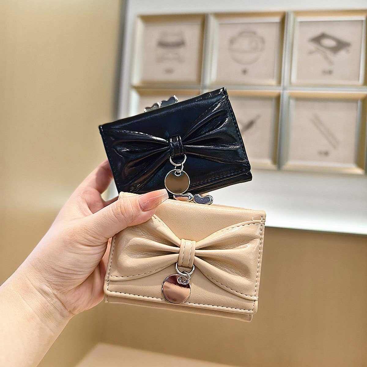 Cute Bow Heart Trifold Wallet With Coin Pouch_Cwab06215