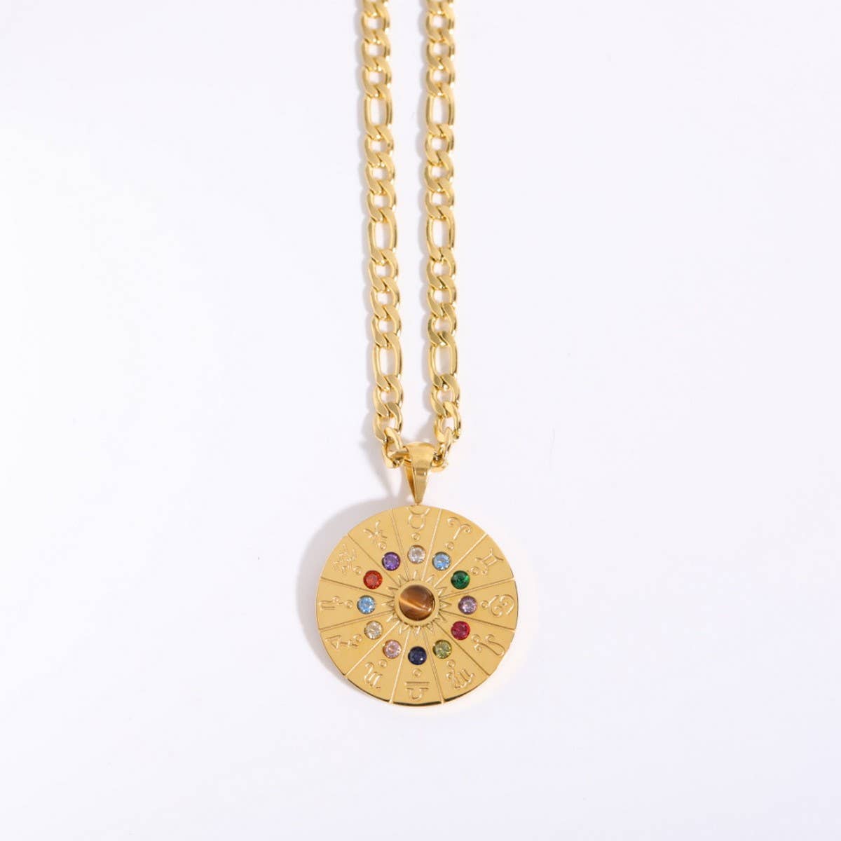 Vintage 12 Constellation Tarot Pendant Necklace_Cwmm5596