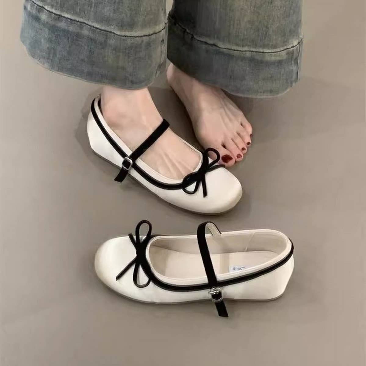 SATIN BOW MARY JANE SHOES WITH HIDDEN WEDGE_CWSHF0117