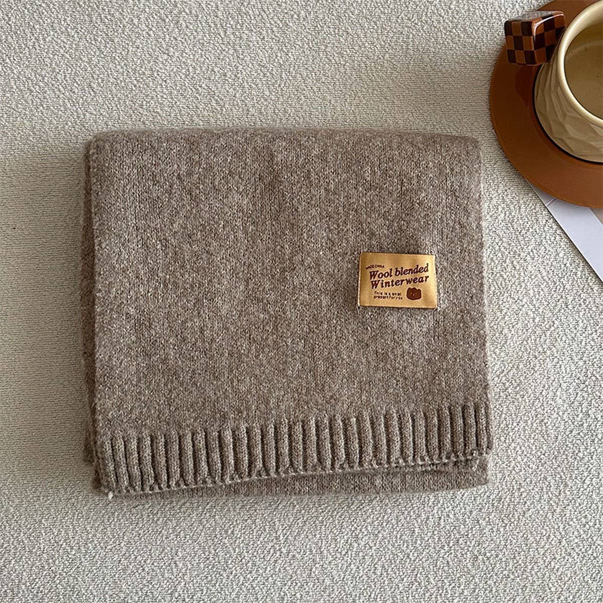 SOLID WOOL BLEND KNIT SCARF FOR WOMEN WARMTH_CWASC2284