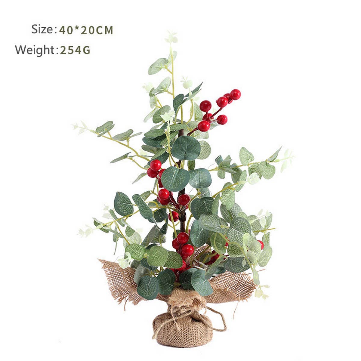 40CM LIT EUCALYPTUS RED BERRY CHRISTMAS TREE_CWAJE05408