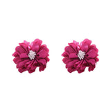 HANDMADE FABRIC FLOWER STUD EARRINGS MINIMALIST_CWMM6257