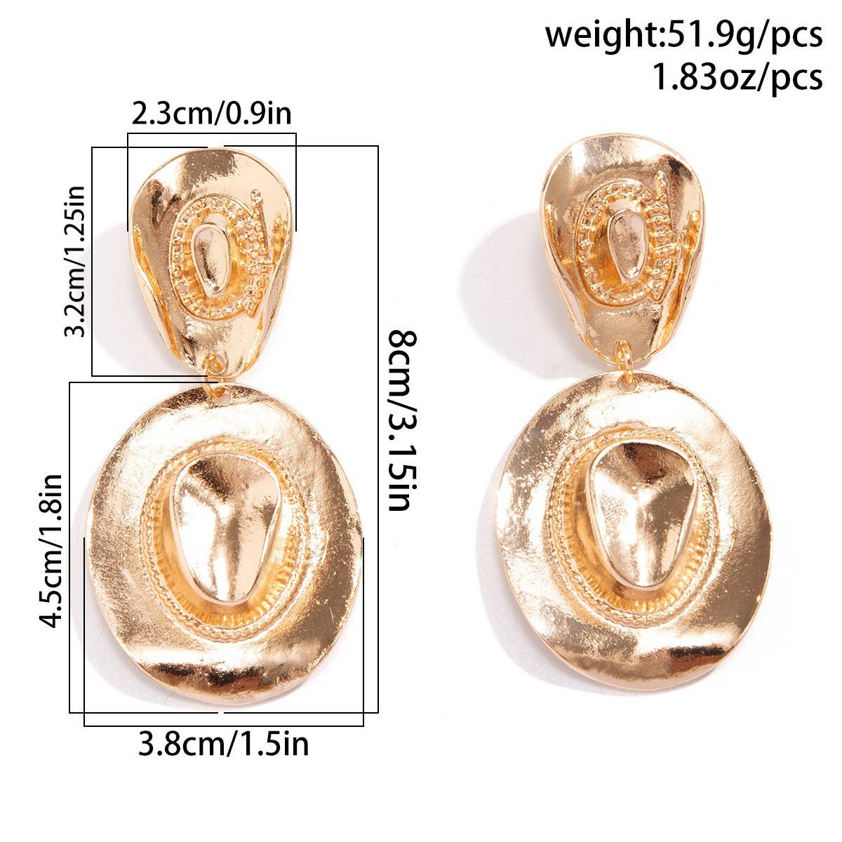 COWBOY STYLE HAT PENDANT EARRINGS_CWAJE1135