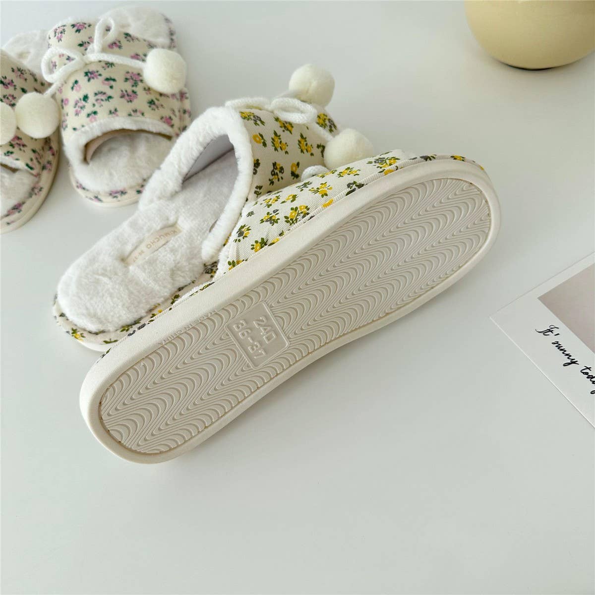 Winter Plush Open Toe House Slippers House Shoes_Cwmm2986