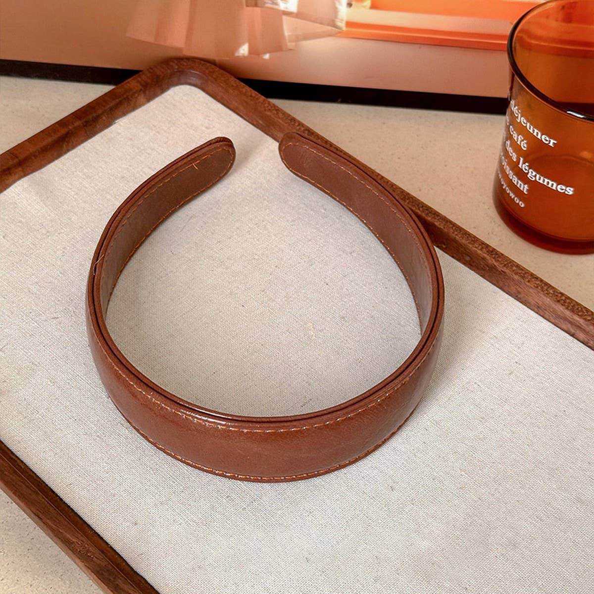 Vintage Leather Wide Headband Women Retro Style_Cwaha07781