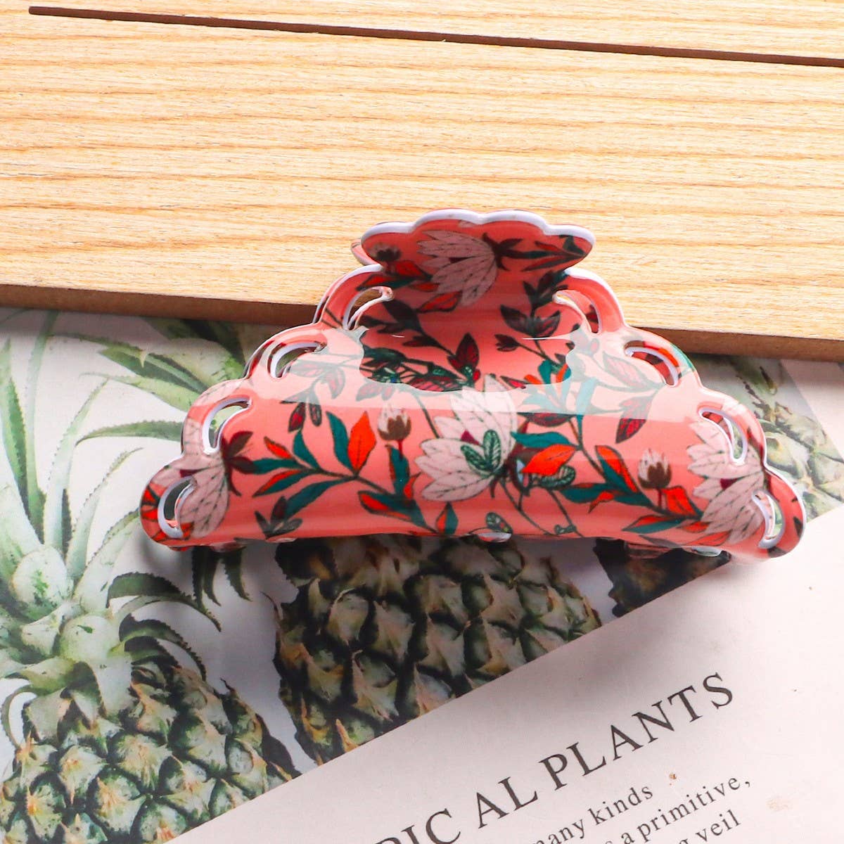 Cwaha1419_Acetic Acid Plant Flowers Irregular Hair Claw Clip