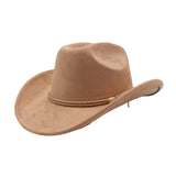 Western Ethnic Suede Cowboy Jazz Fedora Hat_Cwah04504