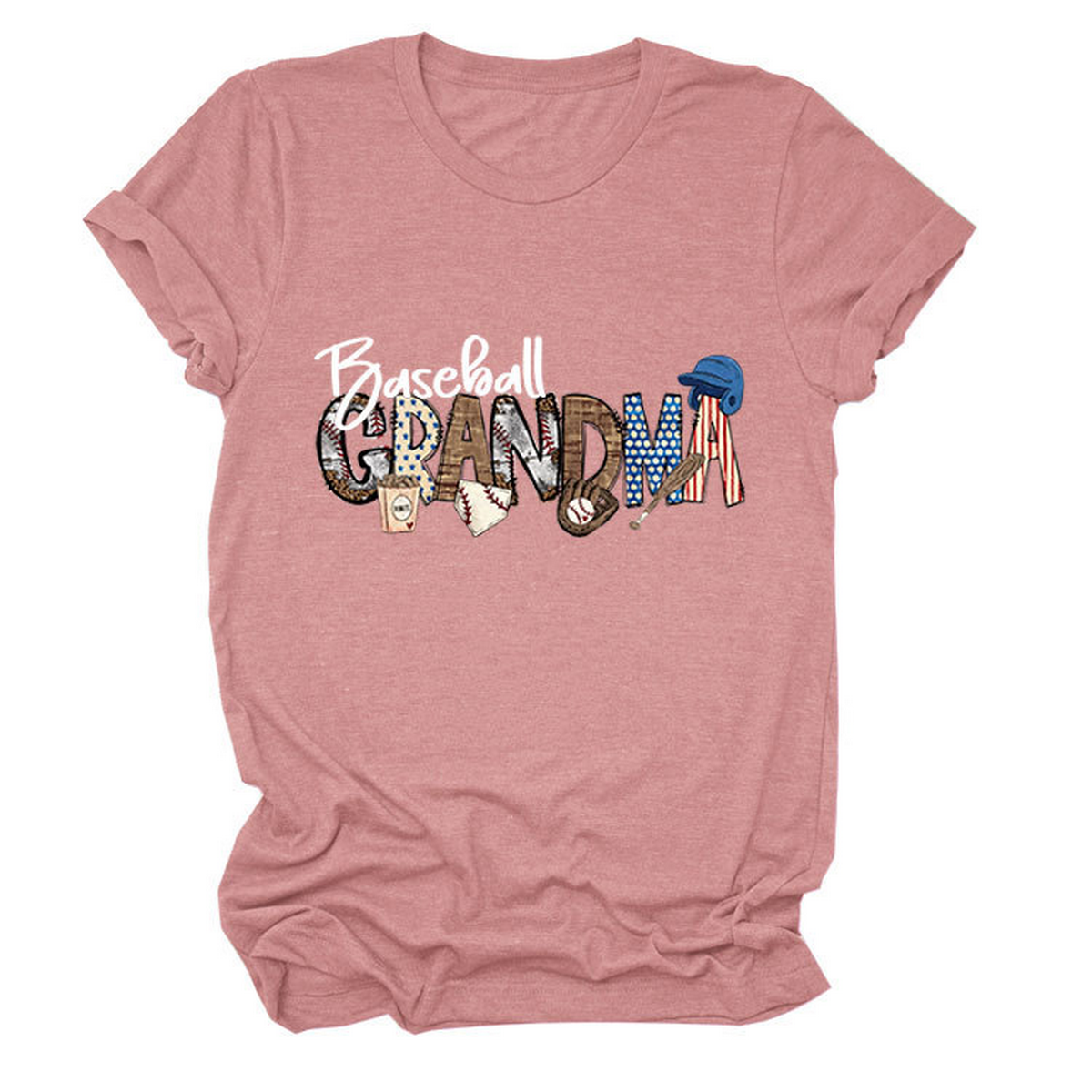 CASUAL CREW NECK TEE BASEBALL GRANDMA SHIRT_CWTTSL0496