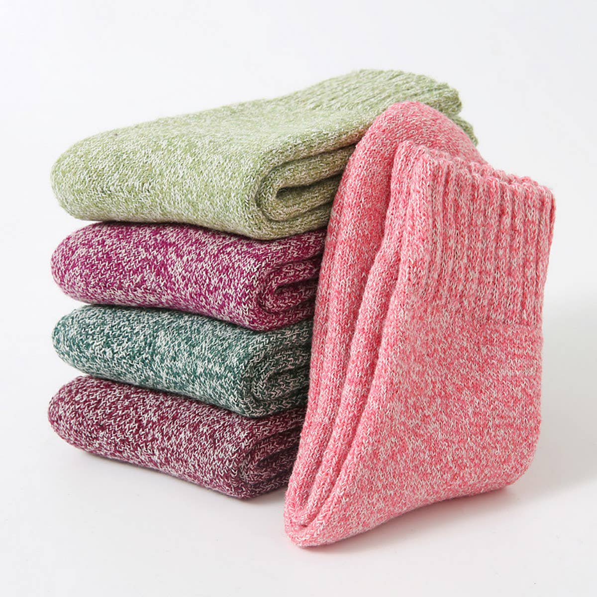 5 PAIRS PER PACK OF SOLID COLOR THICK WARM SOCKS_CWMS0695