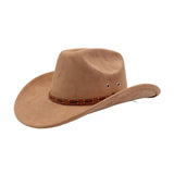 Unisex Soft Suede Western Cowboy Fedora Hat_Cwah04368