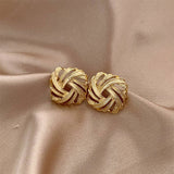 HIGH END VINTAGE GOLD BRAIDED EARRINGS_CWAJE1637