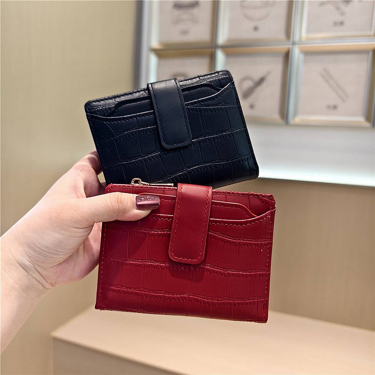 Stone Pattern Bifold Foldable Leather Wallet_Cwab06206