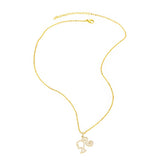 GOLD PLATED DIAMOND FLOWER PENDANT NECKLACE_CWAJE0893