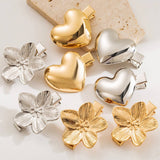 METAL HEART FLOWER HAIR CLIP ELEGANT MINIMAL_CWAHA6177