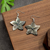 NATURAL BLACK SHELL STARFISH CARVING EARRINGS_CWMM4361