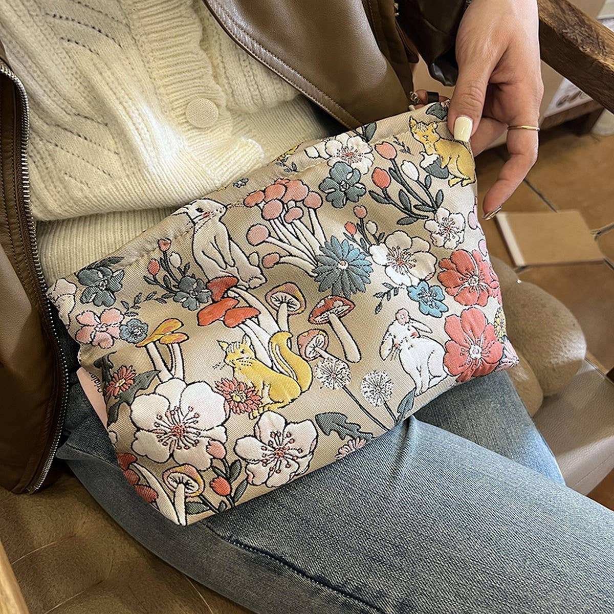 Large Canvas Makeup Bag Travel Cosmetic Pouch_Cuab00657