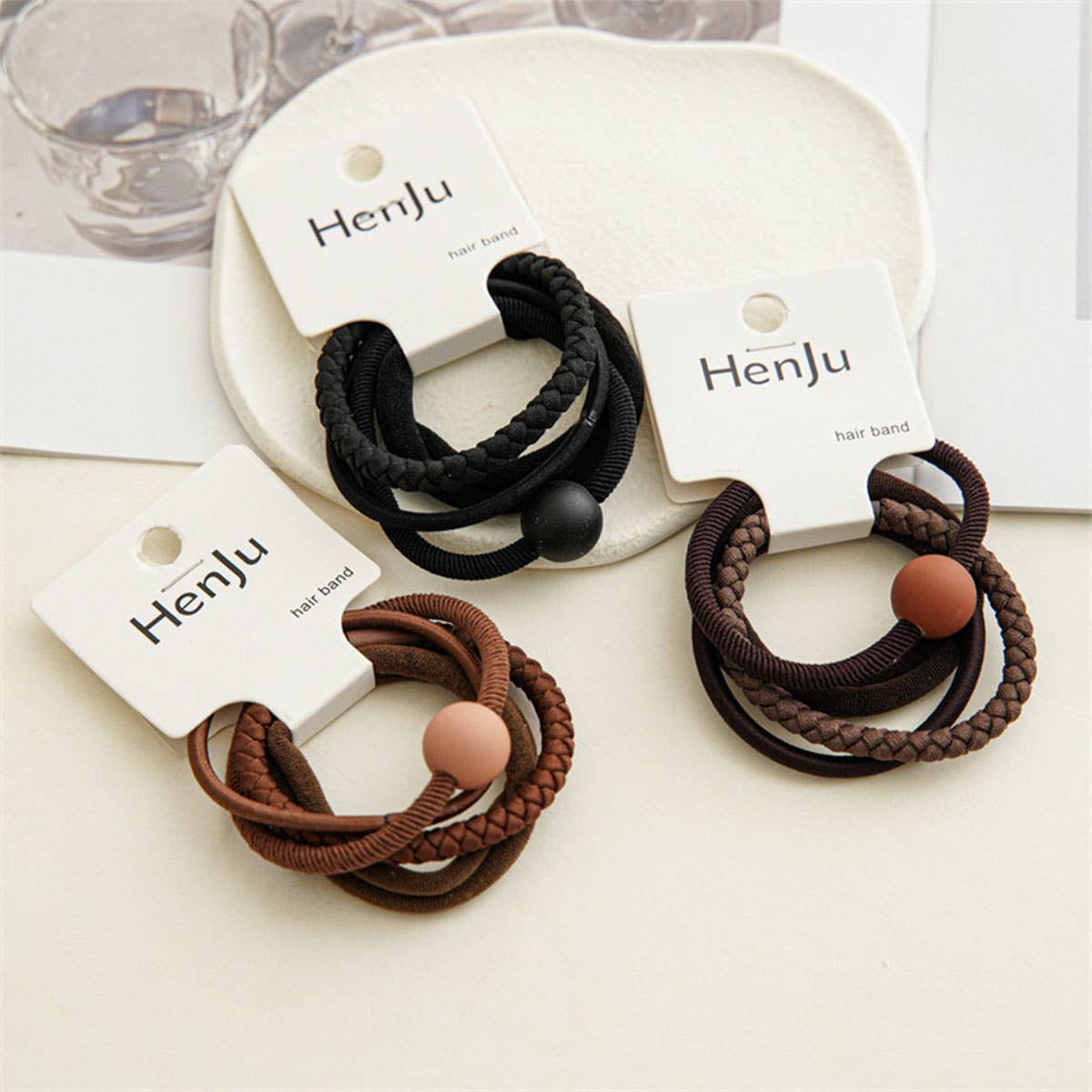 4PCS SET BALL SIMPLE HAIR TIES_CWAHA0333