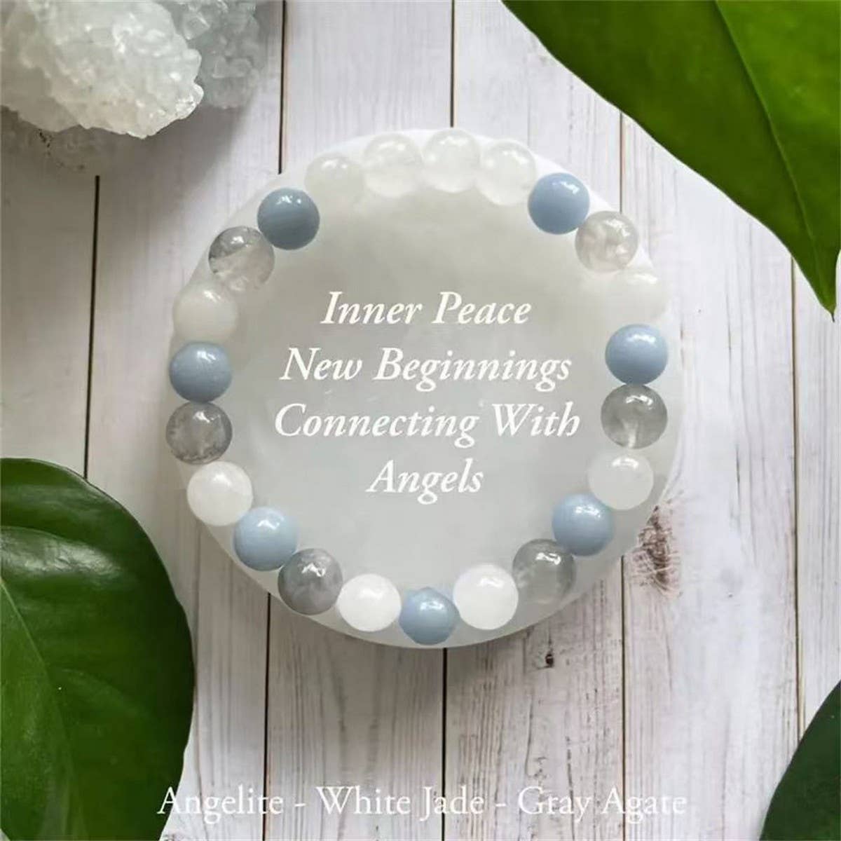 Aquamarine Natural Stone Beaded Bracelet_Cwmm11408