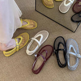 FLAT ROUND TOE MESH MARY JANE BALLET SANDALS_CWSHF0121