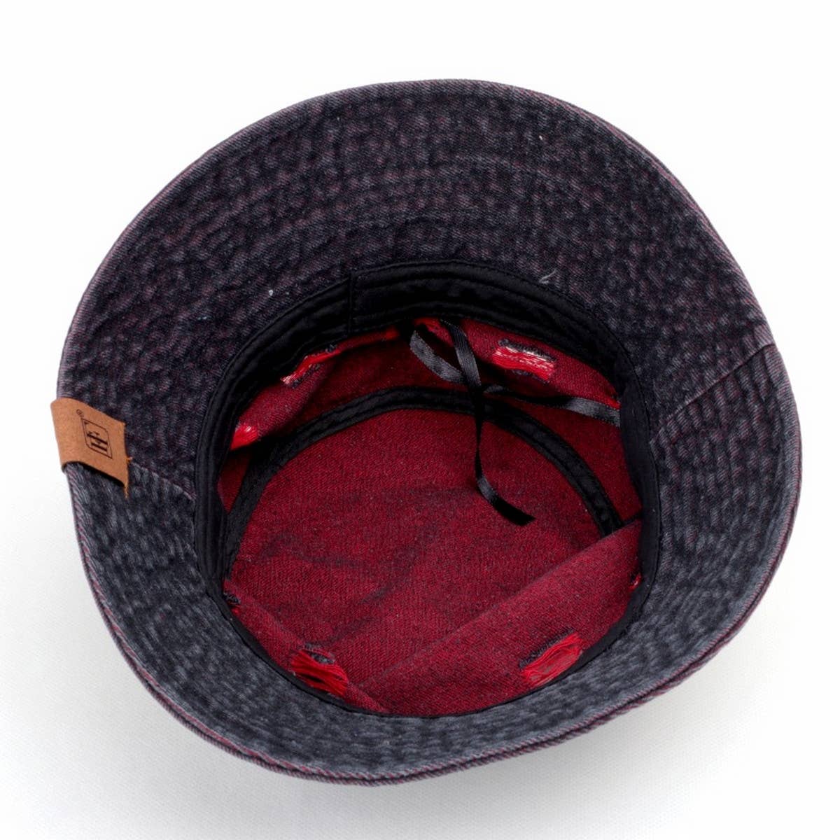 LETTER DENIM HOLE COLORBLOCK BUCKET HAT_CWAH1551