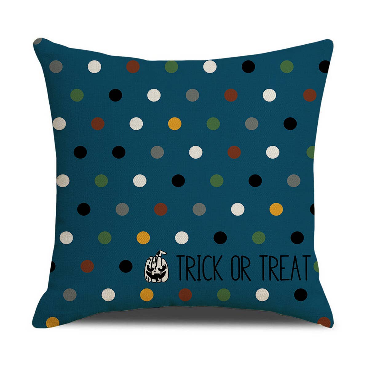 HALLOWEEN DARK BLUE PLAID PUMPKIN PILLOWCASE_CWMM1341